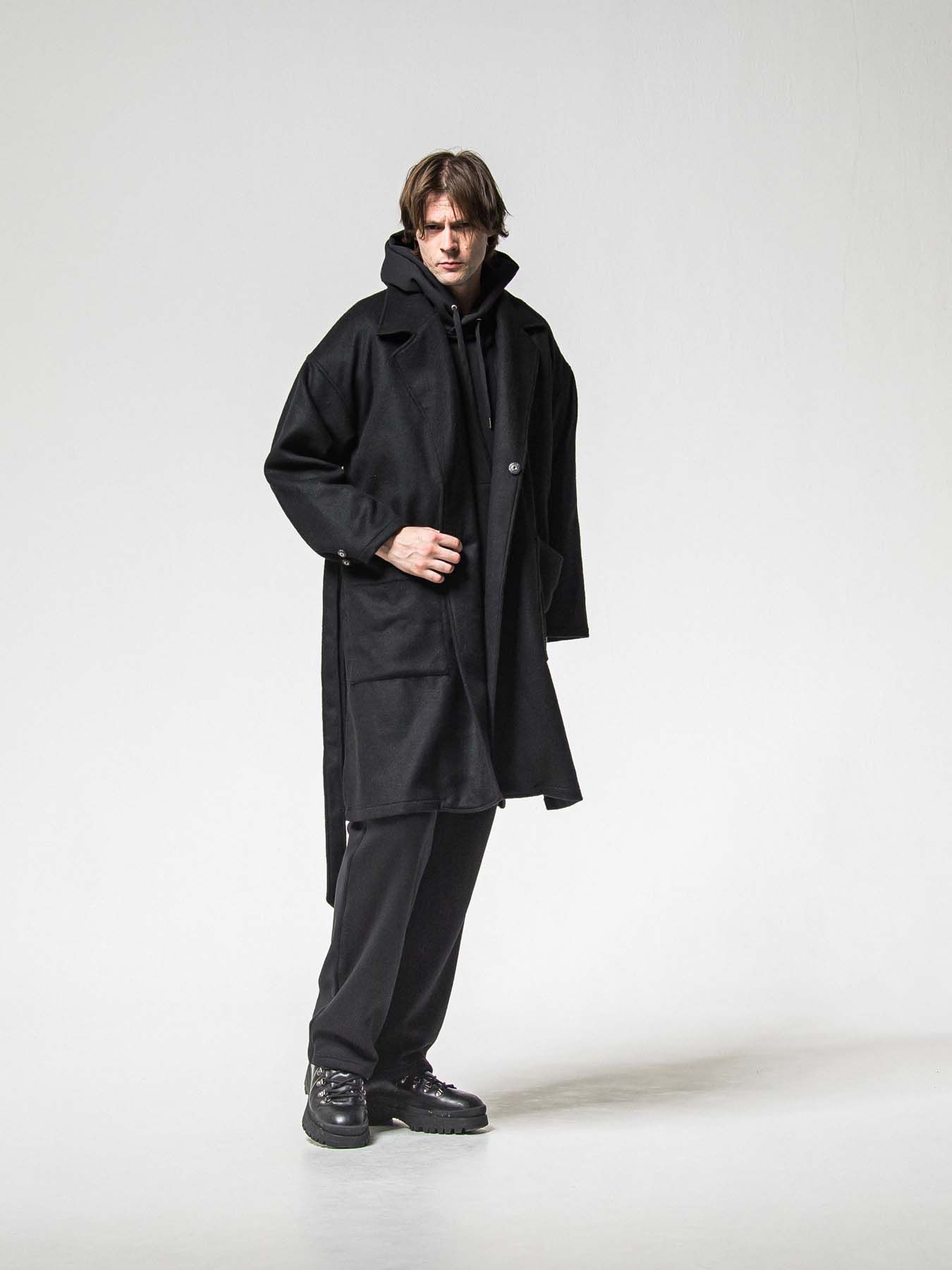 【予約品 8月31日(日) 締切】 VELOURS FLEECE WIDE TUCK PANTS / ベロアフリース ワイドタックパンツ / ブラック