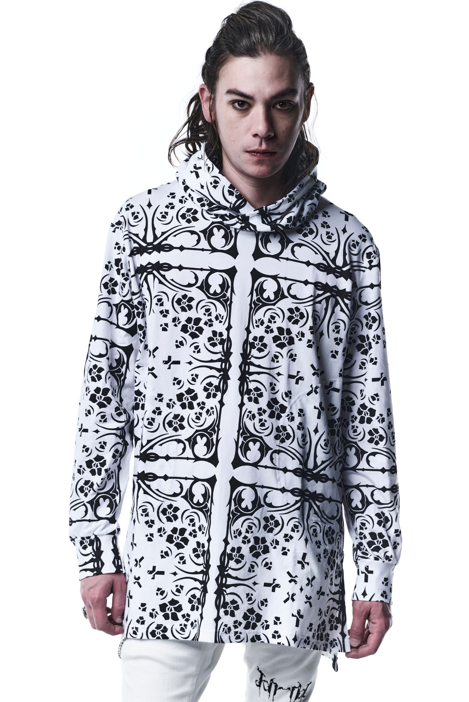 《予約品》 Hoodie パーカー BANDANA BEATENJIKU / White×Black 【kiryuyrik】 9月入荷予定