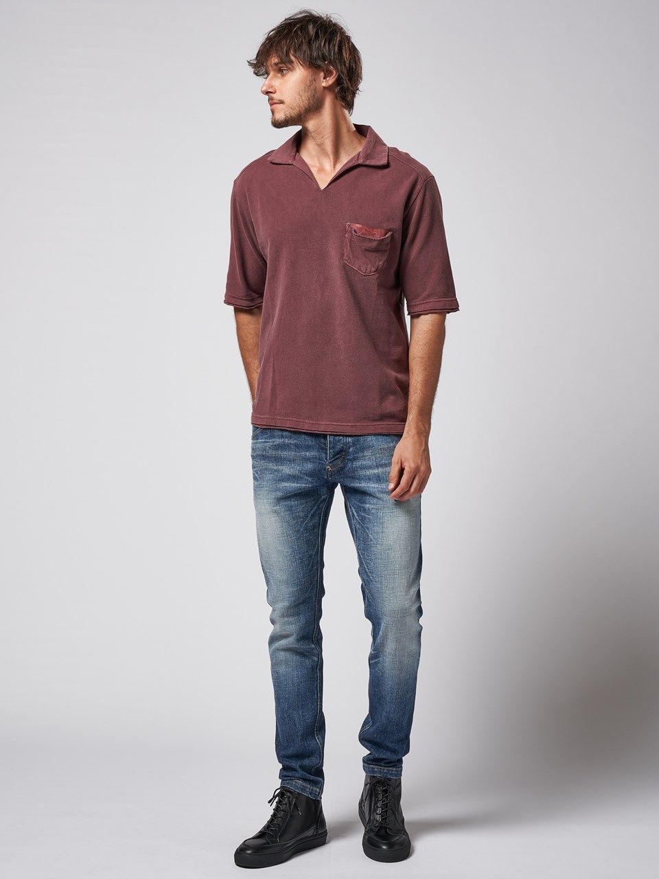 wjk - 《予約品》 leather pocket-polo / ポロシャツ / スーパー