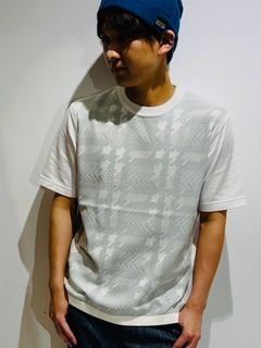 チェック切り替え Tシャツ / ホワイト 【ABAHOUSE】