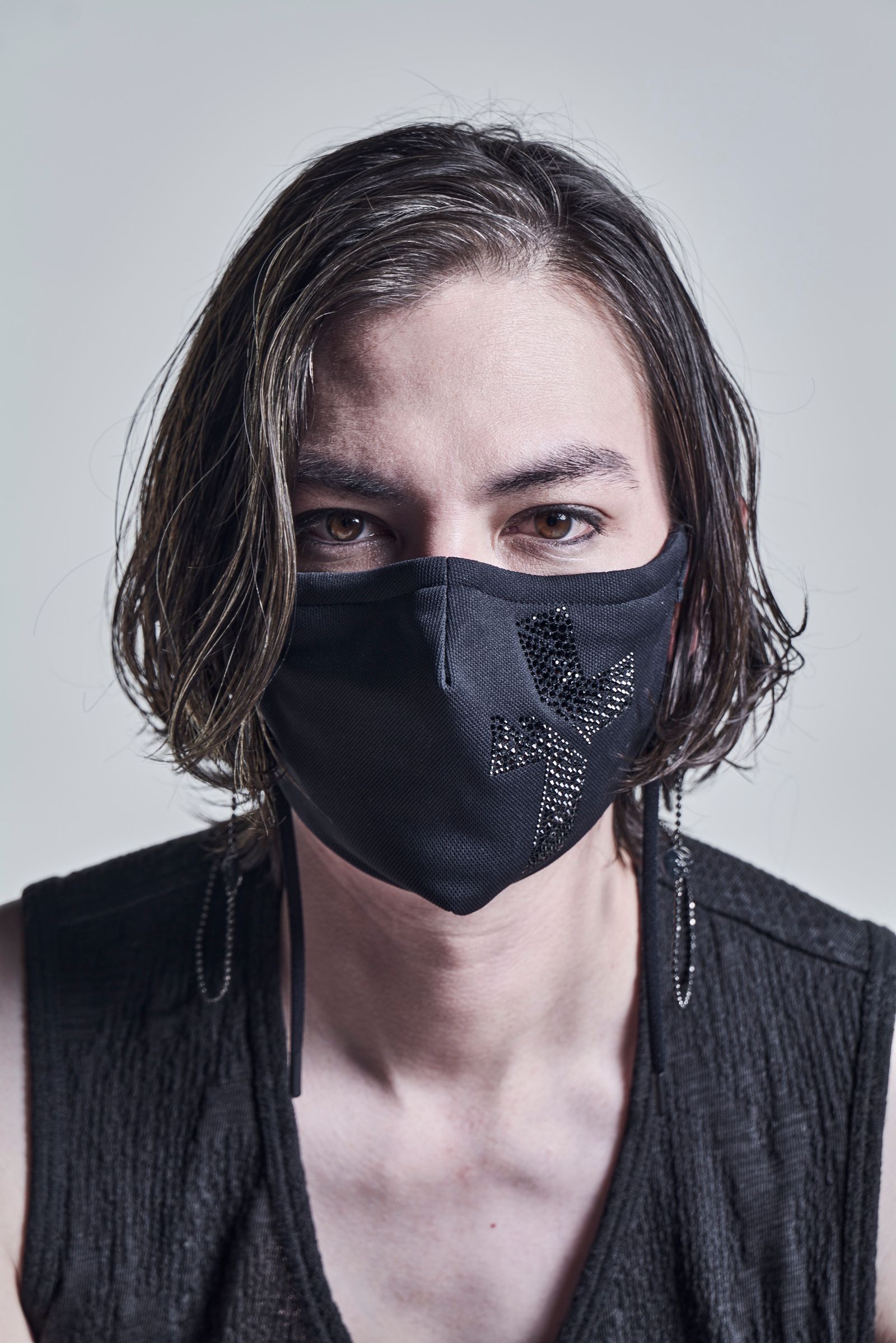 CrossスワロフスキーFaceCover HeavyMesh / Black 【kiryuyrik】