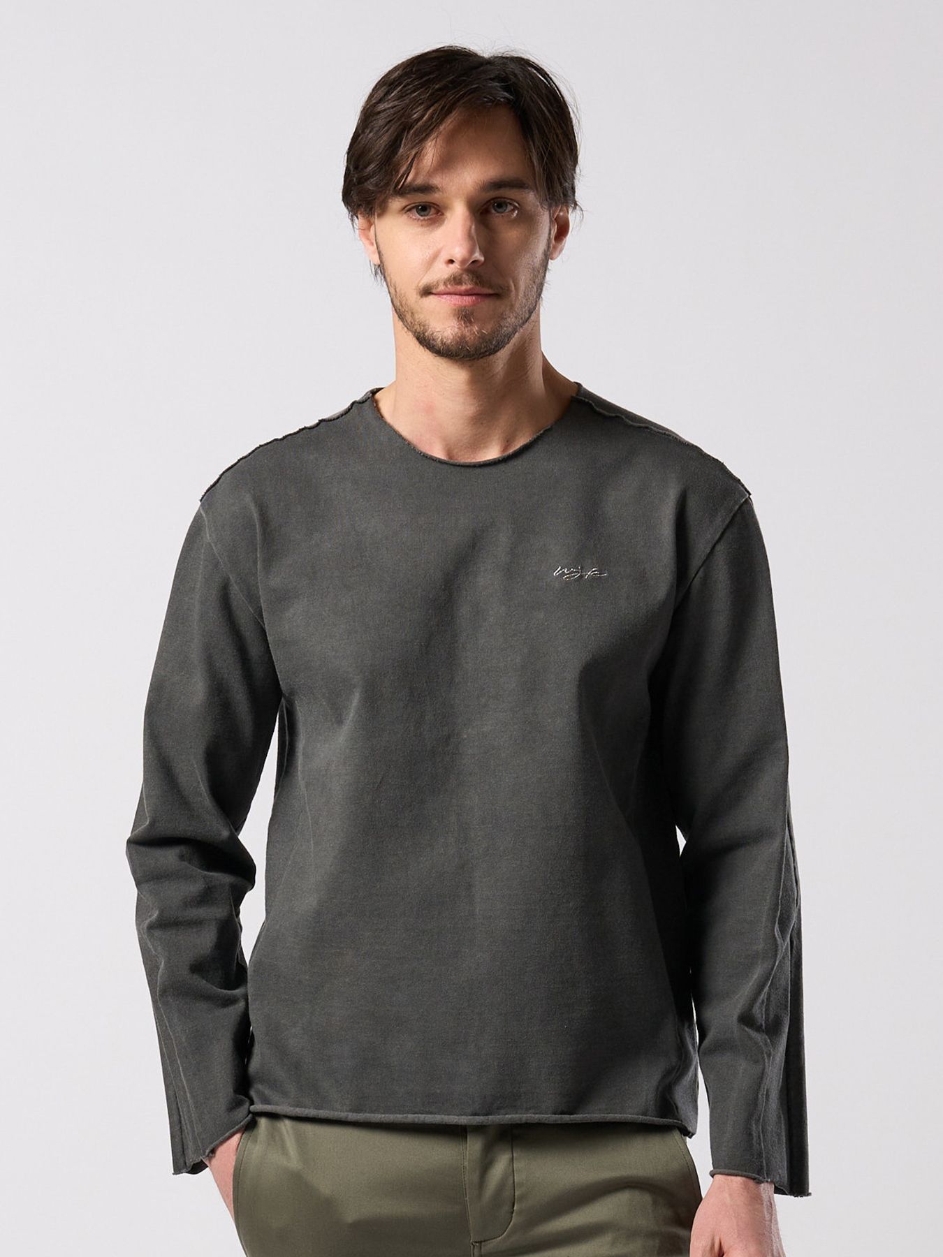 【予約品 4月19日(日) 18時締切】tight jersey cut-off L/S / タイトジャージー カットオフ ロングスリーブ / ダークチャコール