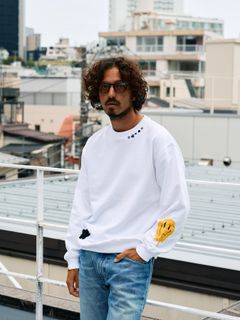 【予約品 10月16日(木) 締切】オーセンティックパイル ウェービーロゴ スマイル ケット スエットシャツ / ホワイト