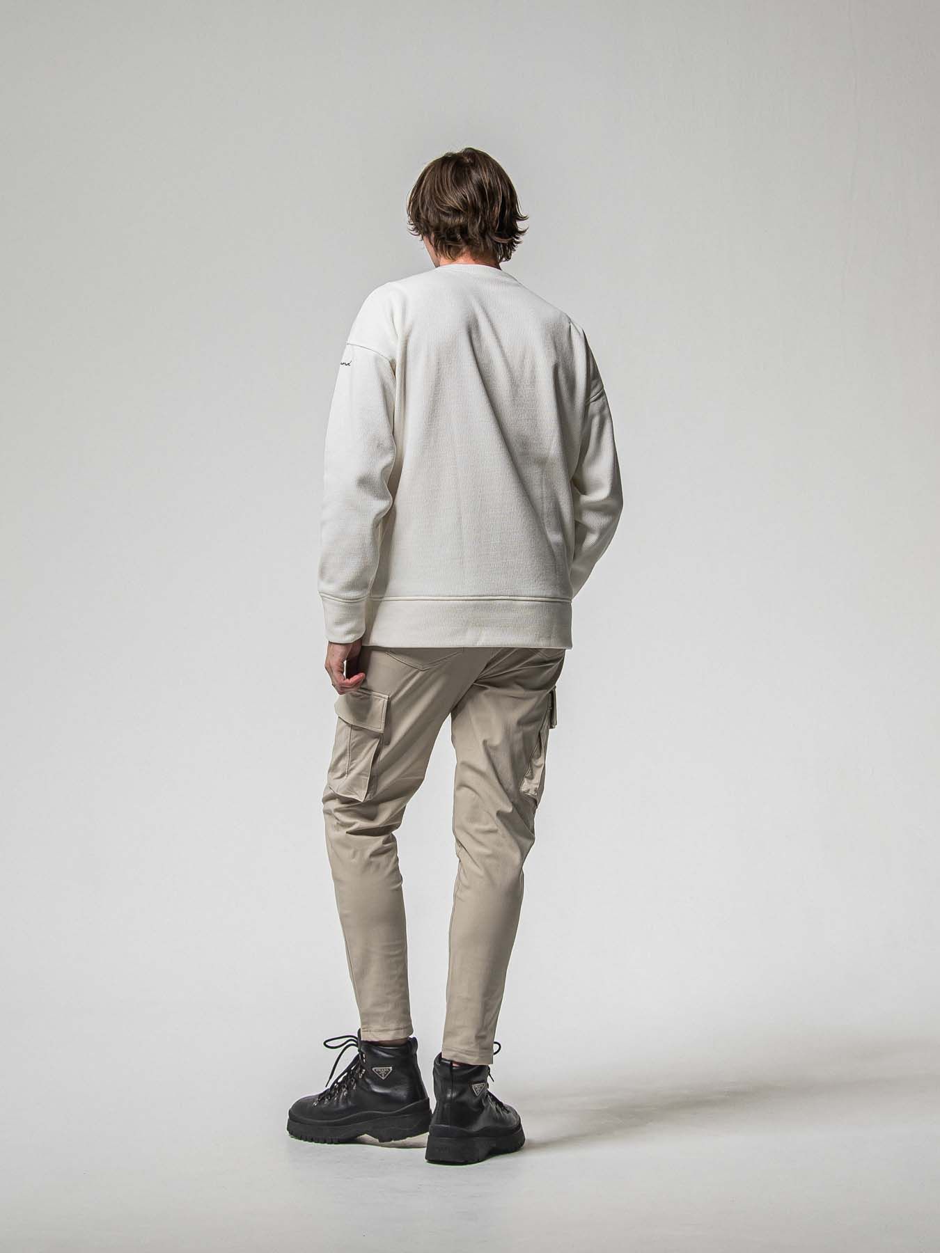 【予約品 8月31日(日) 締切】VELOURS FLEECE THERMAL LOOSE TRAINER / ベロアフリース サーマル ルーズトレーナー / ホワイト