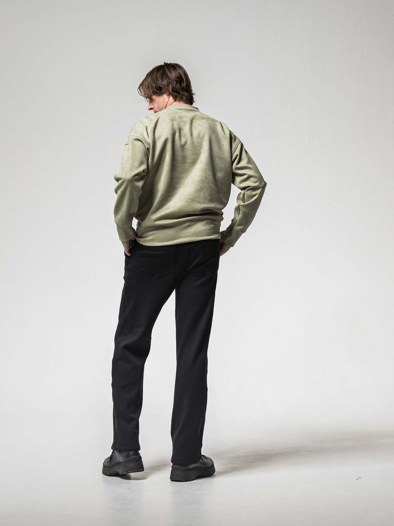 【予約品 8月31日(日) 締切】SUEDE DROP TRAINER / スウェード ドロップショルダートレーナー / カーキ