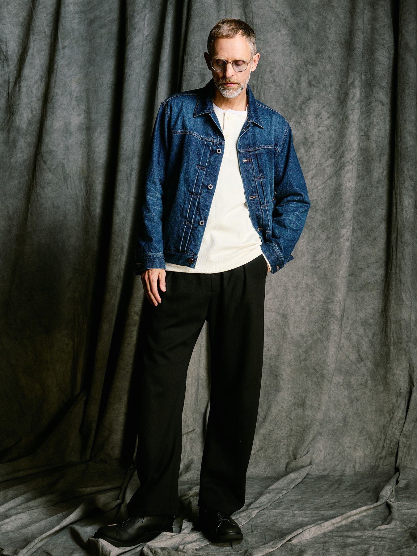 【予約品 4月19日(日) 18時締切】venetian stripe wide banana slacks / ヴェネツィアン ストライプ ワイドバナナスラックス / ブラック