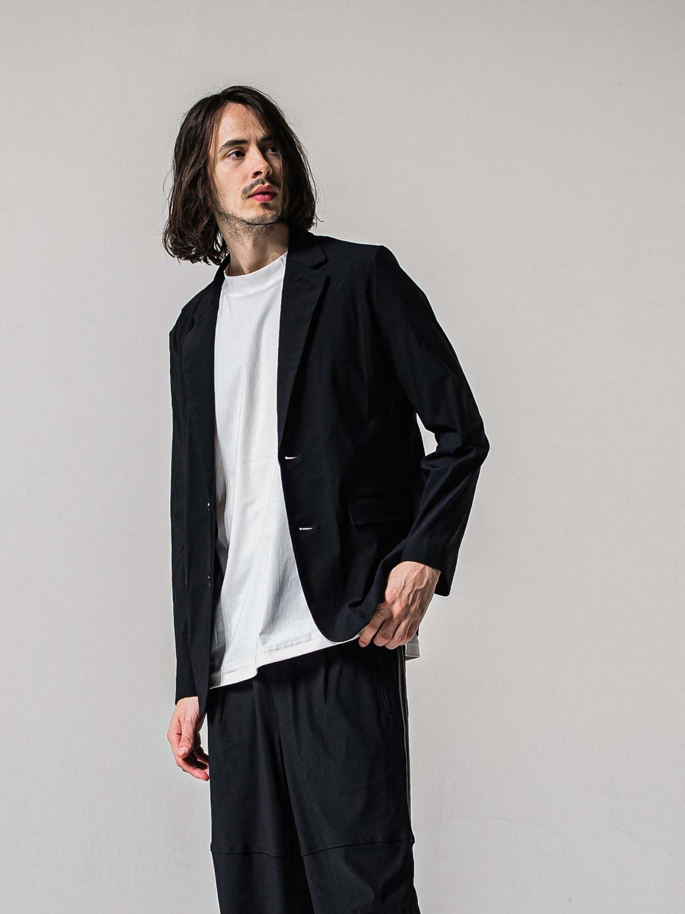 【予約品 11月16日(日) 締切】GARY LOOSE JACKET / ルーズフィット ジャージ テーラードジャケット / ナイロンブラック