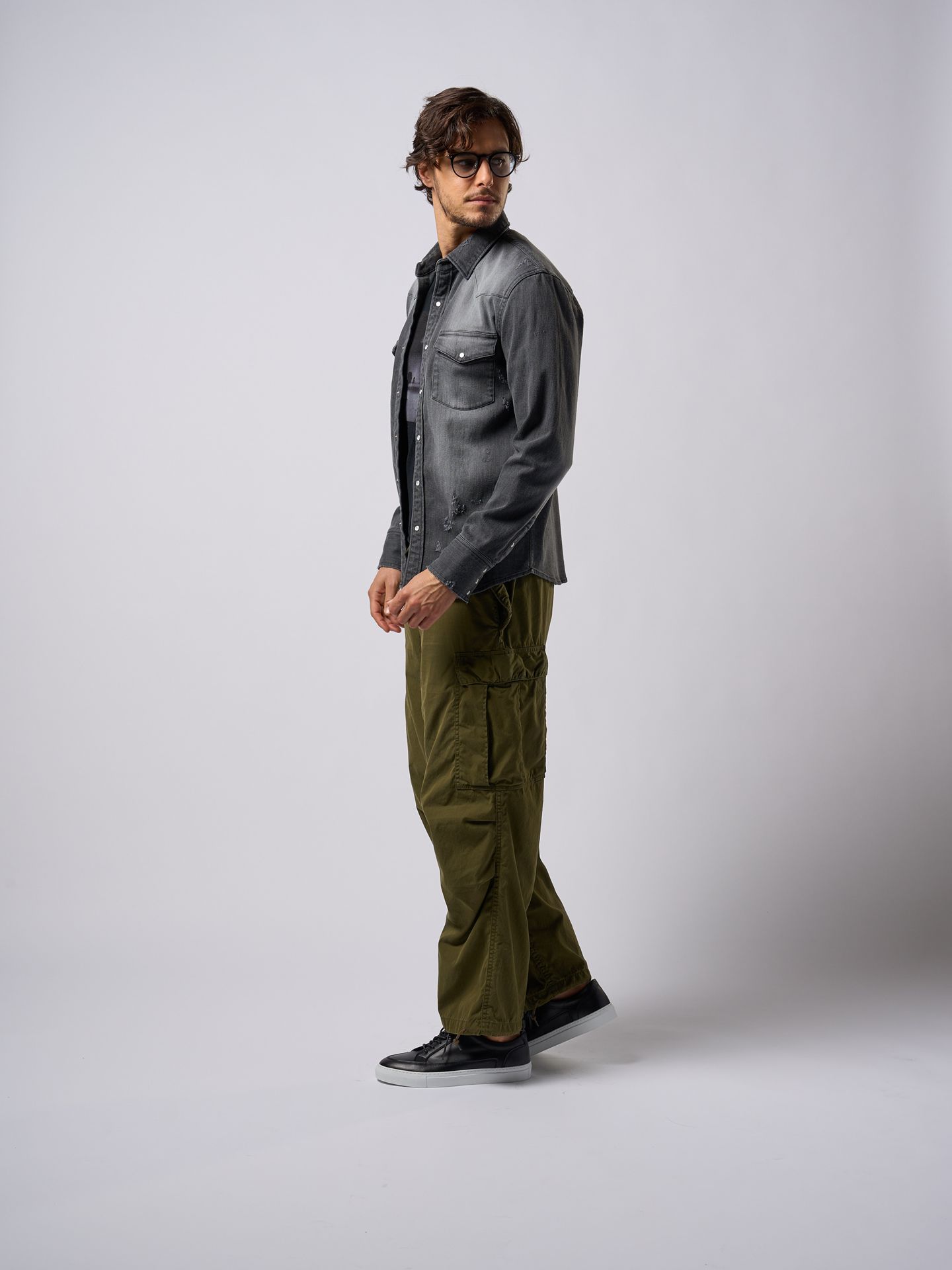 【予約品9月19日 10時締め】 light crash western shirt / ウエスタンシャツ / usedブラック