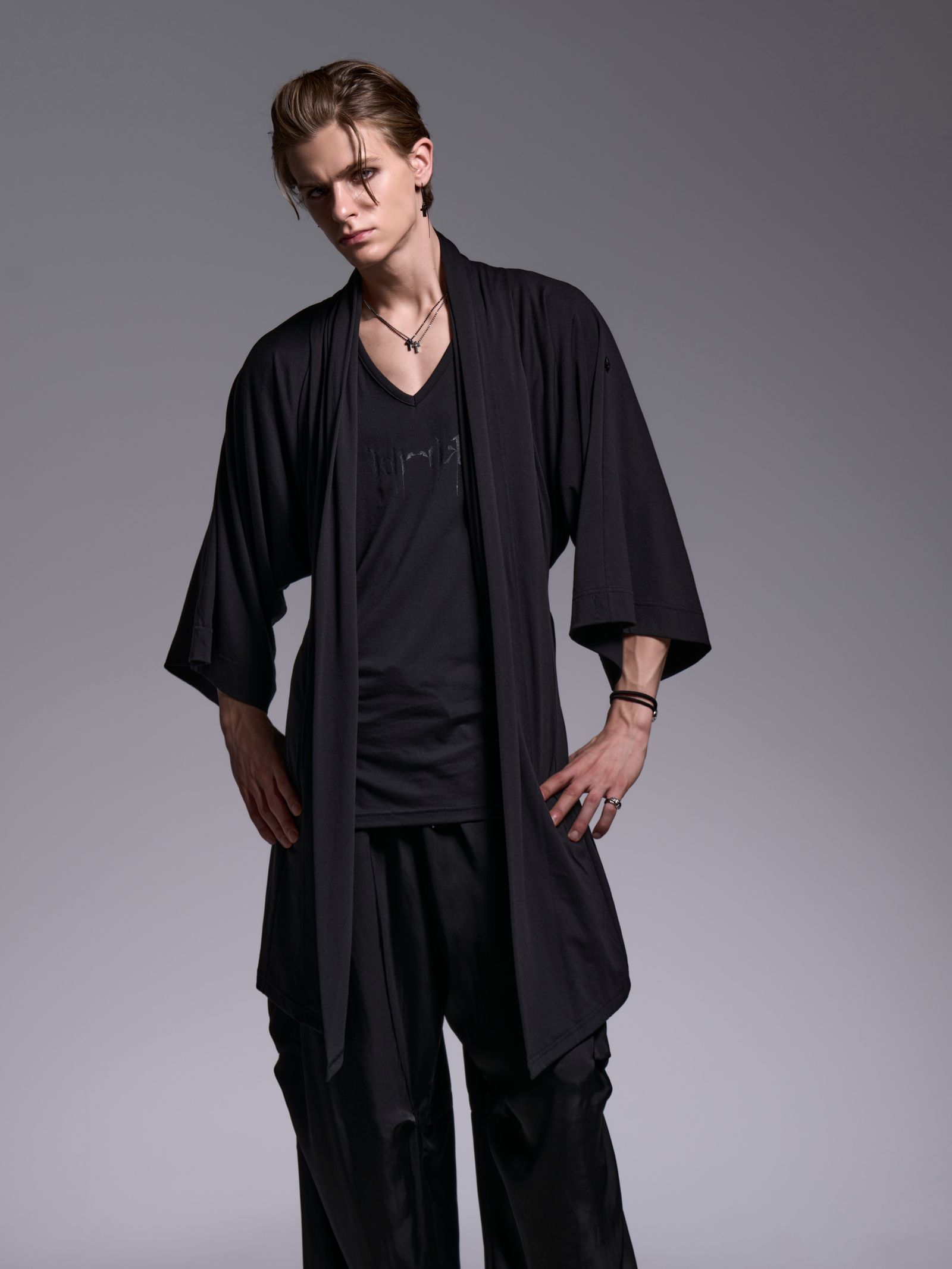 【予約品 1月4日(日) 締切】KIMONO-Sleeve Cardigan / 着物スリーブ カーディガン / ブラック