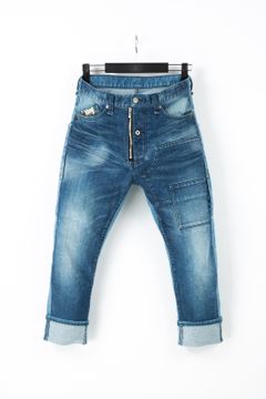 【予約品】 12.5oz オーガニックコットン ストレッチデニム クロップド ユースド&バイカラー加工 / INDIGO 【STRUM】 《2月下~3月上 入荷予定》