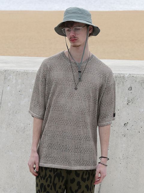 MIXED-MESH KNIT / メッシュニット Tシャツ / ミックスドナチュラル【QUOLT】
