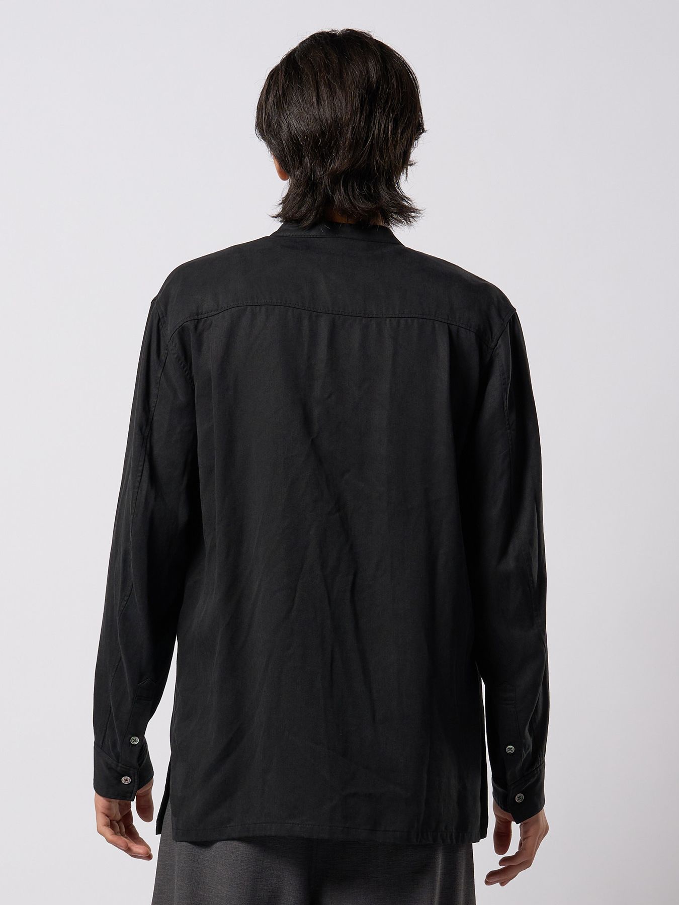 【予約品 9月23日(火) 締切】band collar shirt coat / バンドカラー シャツコート / ブラック