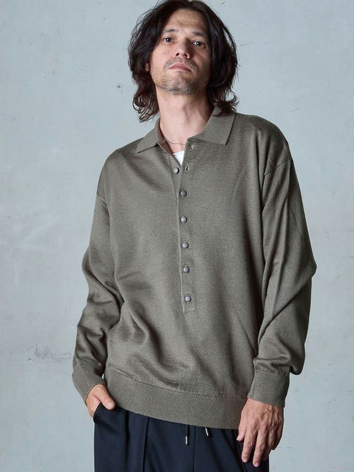 【予約品】 POLOPRO / ニットポロ / グレー