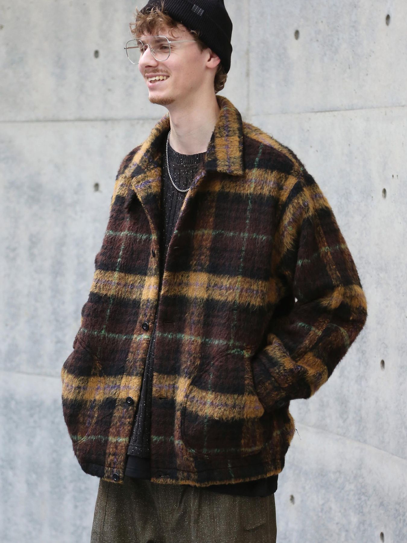 【予約品】WOOLY JKT / ブラウン×マスタード【QUOLT】