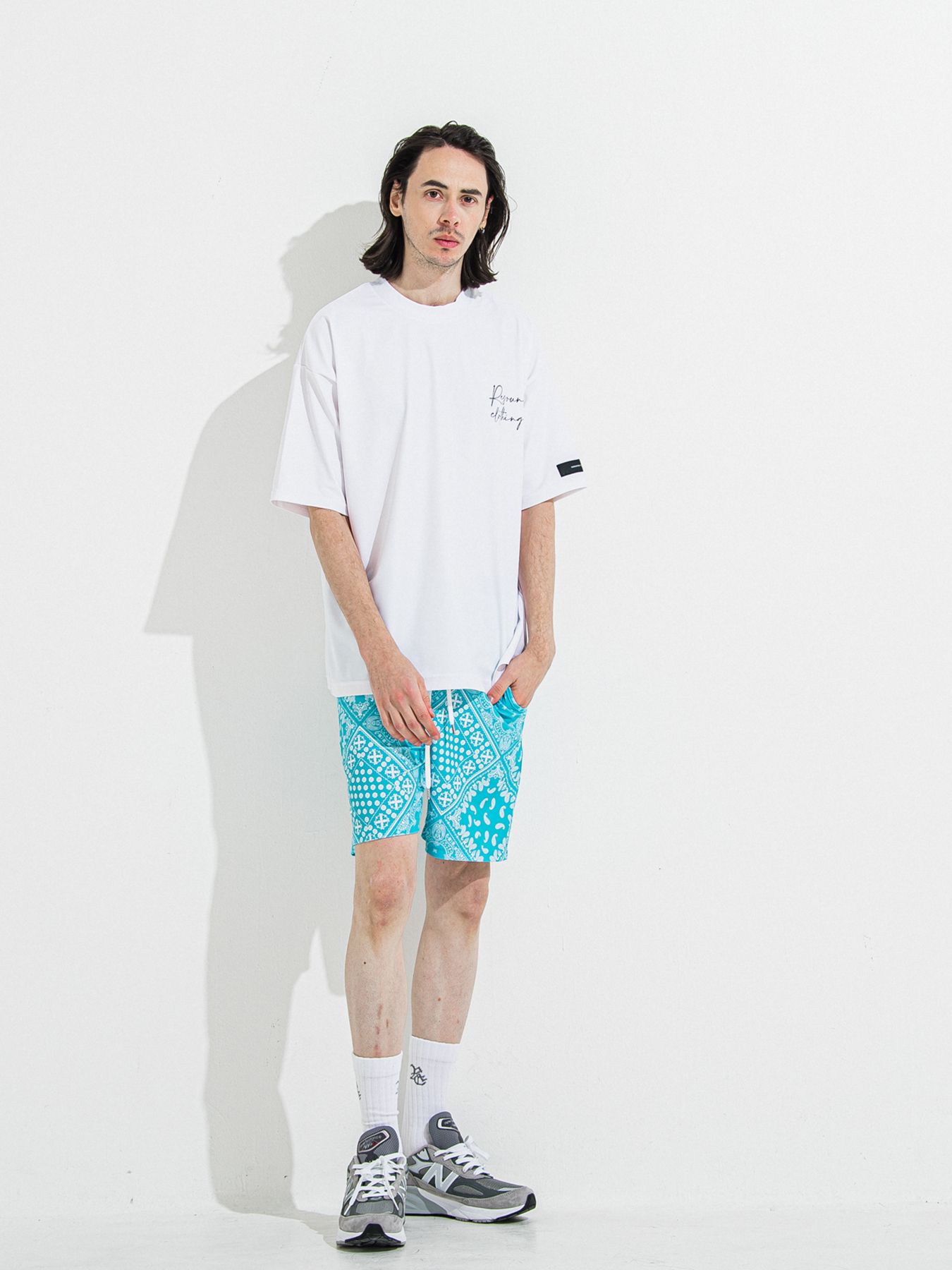 【予約品 】RASH OVER ZIPUP HOODIE / ラッシュガード オーバーサイズジップアップパーカー / バンダナブルーグリーン