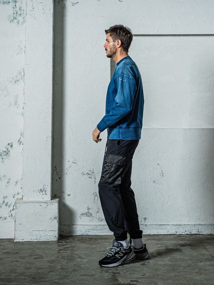 《予約11月17日19時締め》  DENIM JERSEY loose trainer / トレーナー / ダークインディゴ