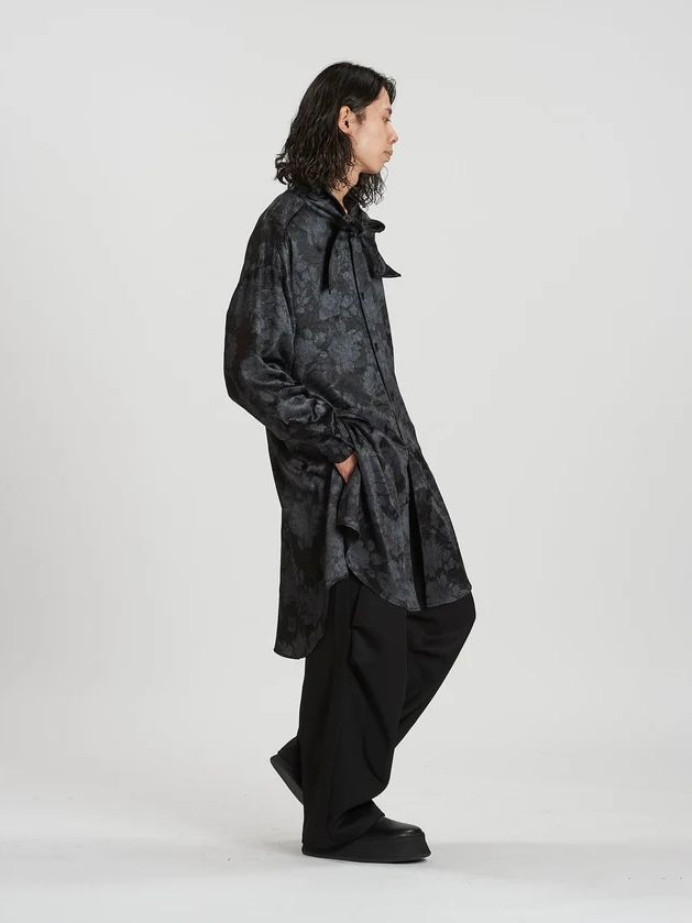 モディファイBIG-シャツ 花柄ストールロングシャツ