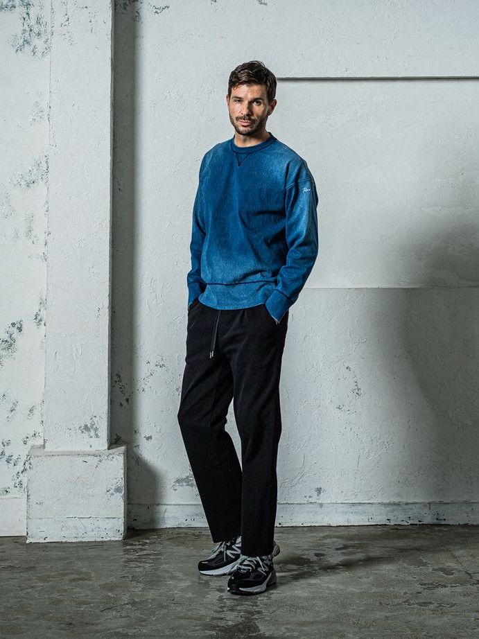 《予約11月17日19時締め》  DENIM JERSEY loose trainer / トレーナー / ダークインディゴ