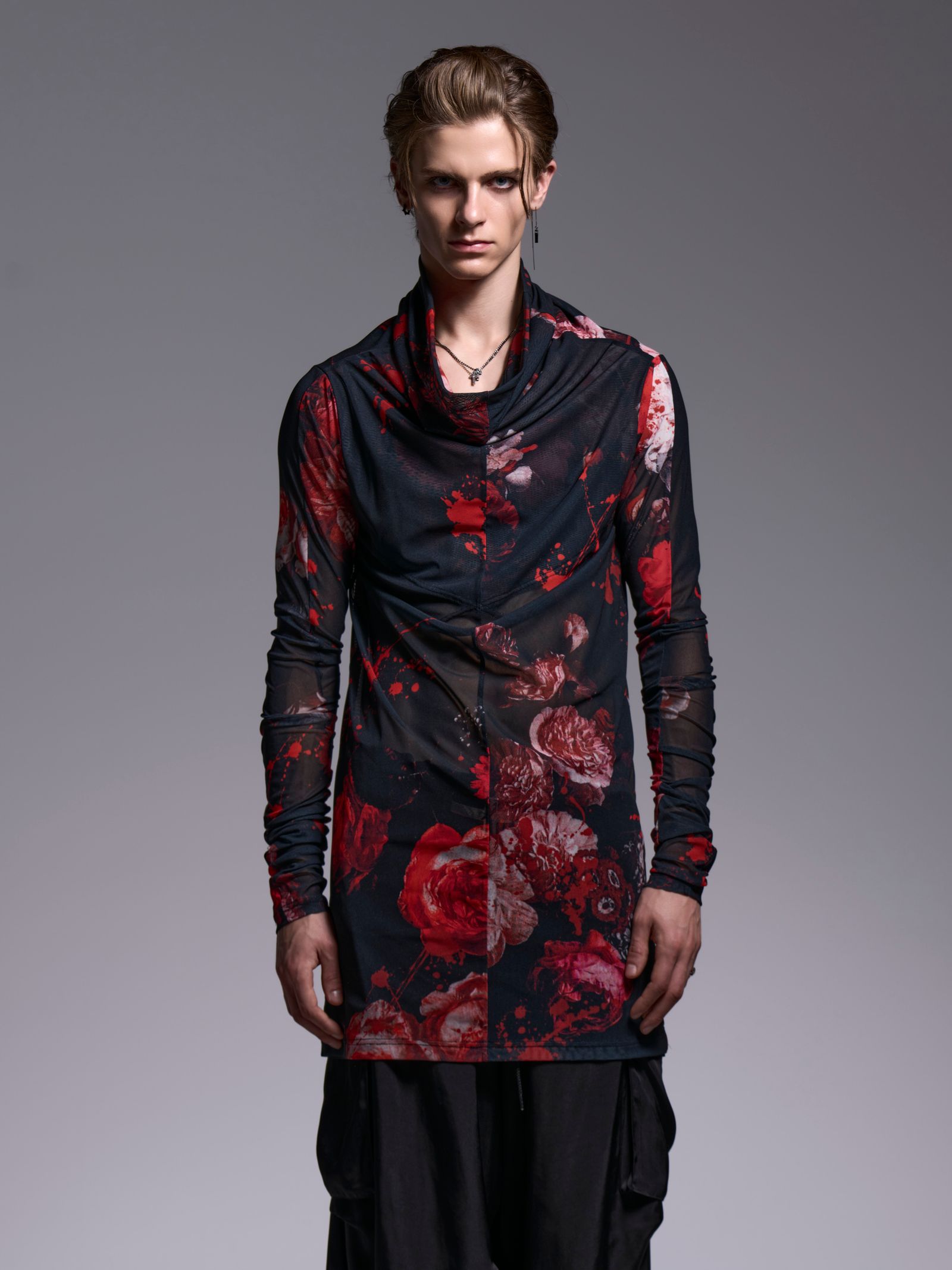 【予約品 1月4日(日) 締切】Loose High Neck / ルーズハイネック / ブラックフローラ