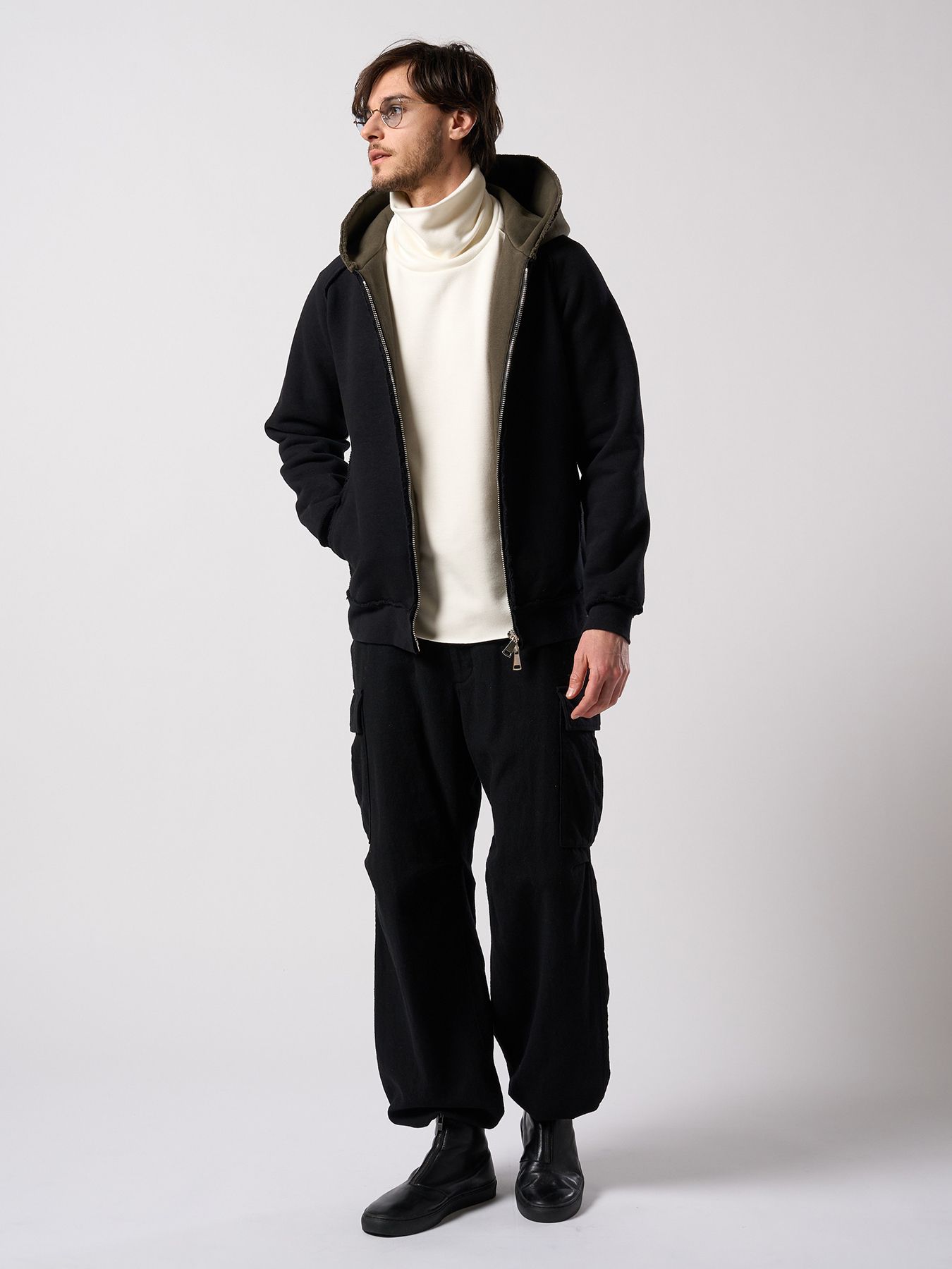 【予約品 4月19日(日) 18時締切】natural blend wool easy cargo / ナチュラルブレンドウール イージーカーゴパンツ / ブラック