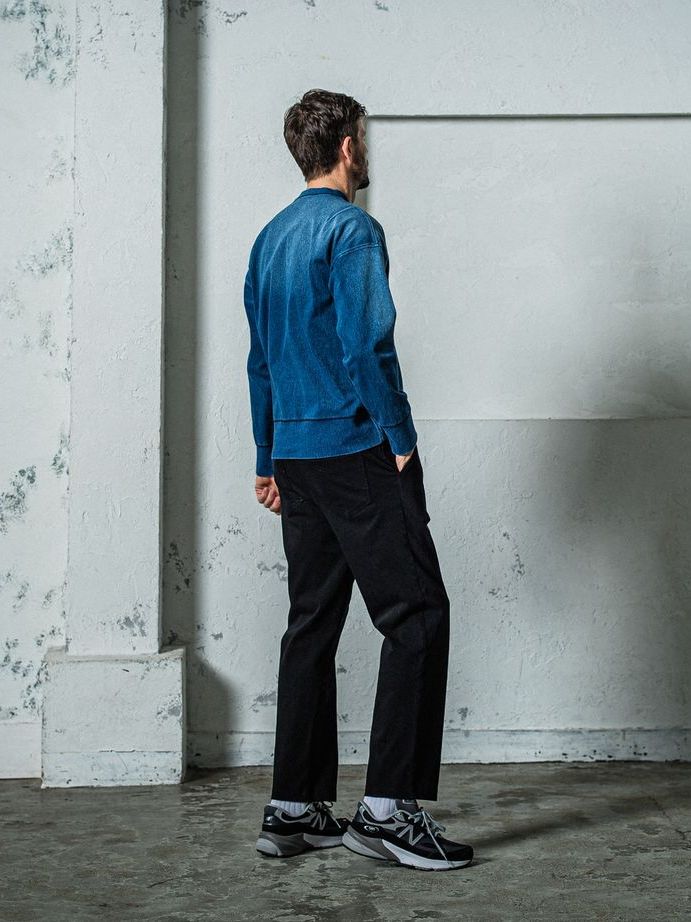 《予約11月17日19時締め》  DENIM JERSEY loose trainer / トレーナー / ダークインディゴ