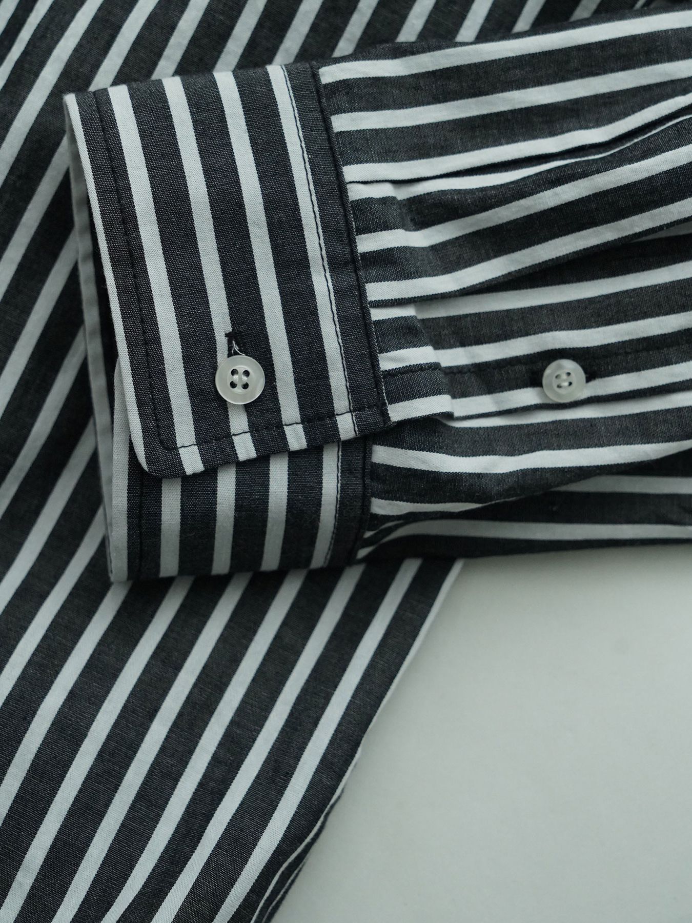 【予約品 10月26日(日) 締切】DOUBLESHIRT / レイヤード ストライプシャツ / BLACK Block.st