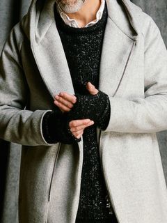 【予約品 4月19日(日) 18時締切】fancy yarn knit hand warmer / ニットハンドウォーマー / ブラック