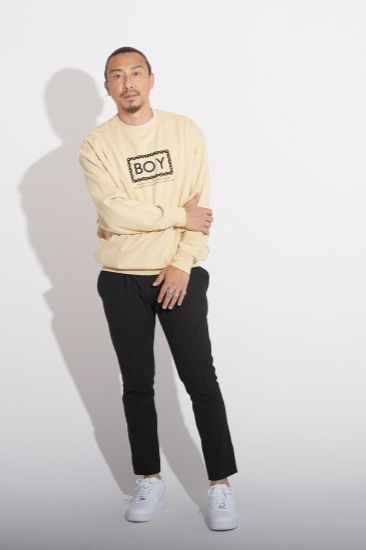 CHAIN DESIGN DOUBLE FACE SWEAT/ カーキ 【BOY LONDON】