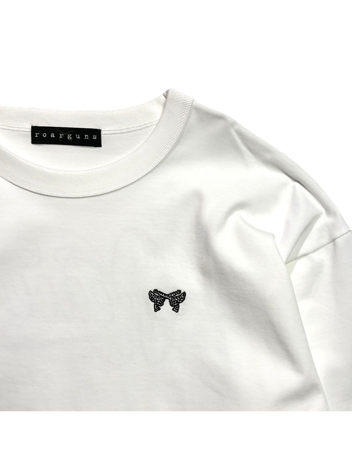 【予約品 3月9日(月) 18:00 締切】WING EMB LOVE L/S T / ウイングクロスガン刺繍 クリスタルLove ロンT / ホワイト