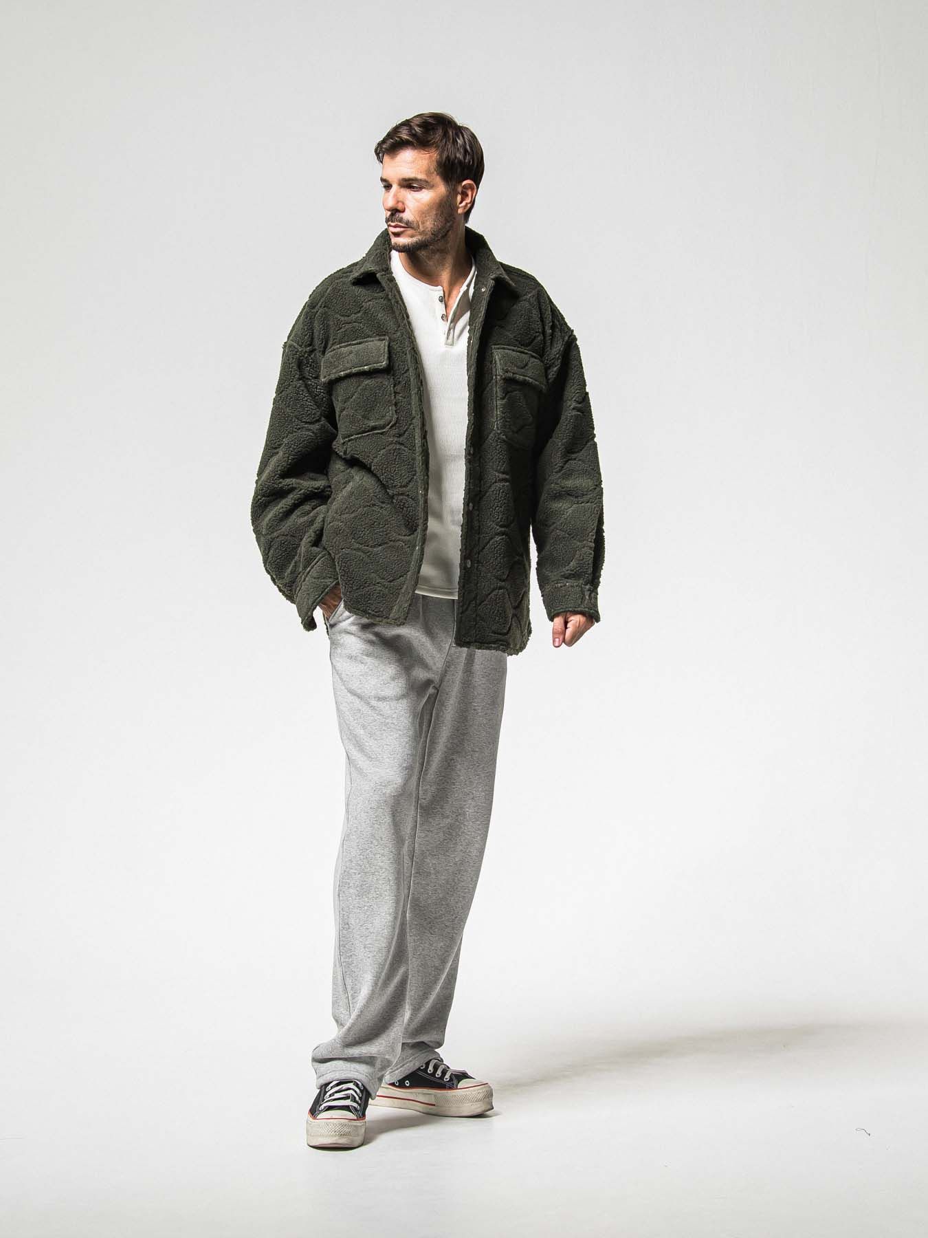 【予約品 8月31日(日) 締切】 VELOURS FLEECE WIDE TUCK PANTS / ベロアフリース ワイドタックパンツ / グレー