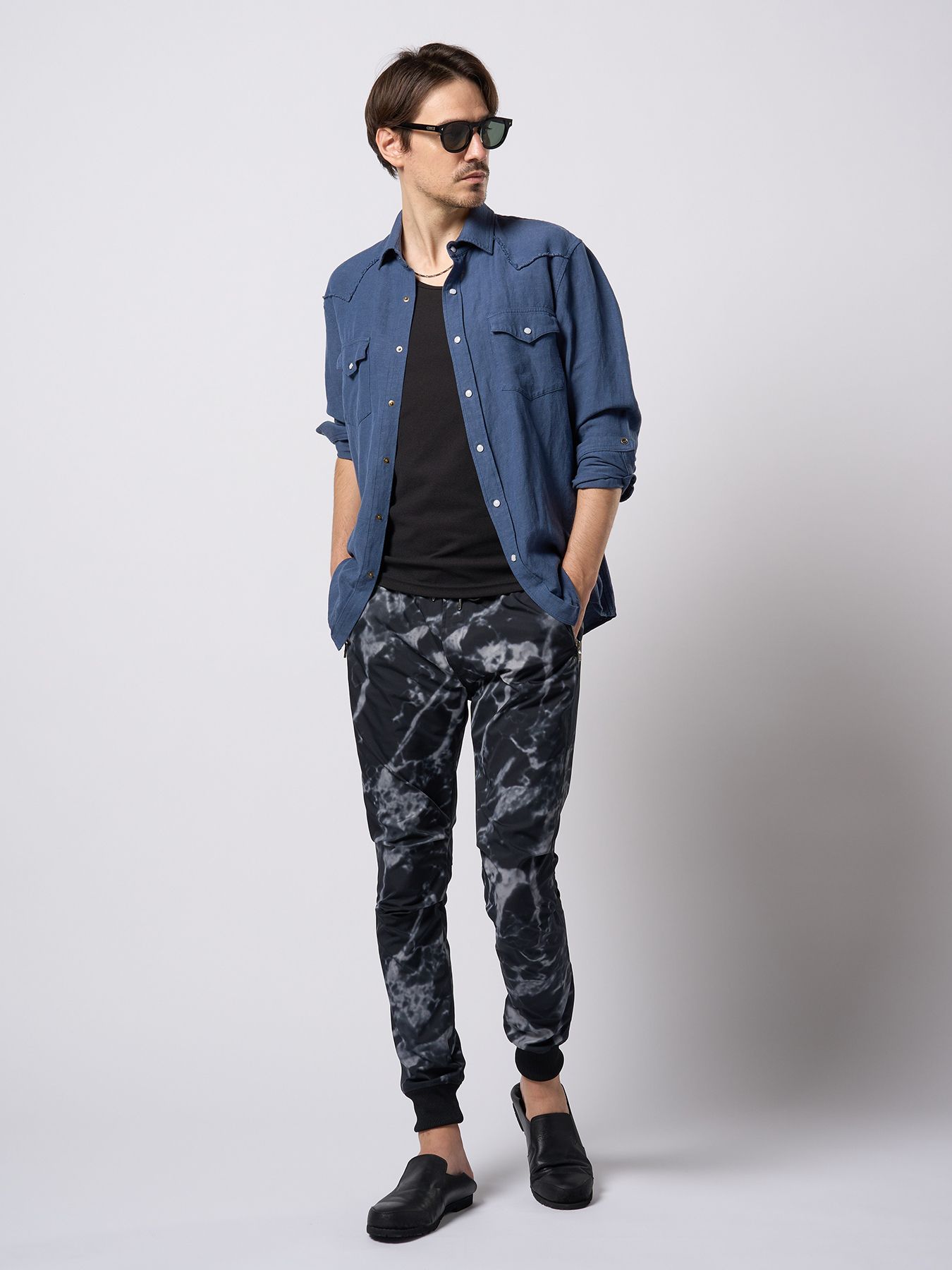 【予約品 9月23日(火) 締切】tuck rib pants / タックリブパンツ / モノプリント