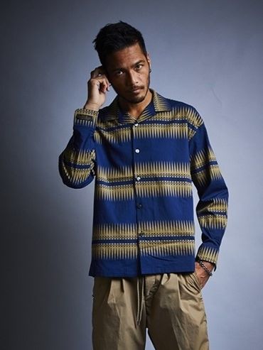 ARROWHEAD ALOHASHIRT long  / シャツ / ネイビー＆ベージュ