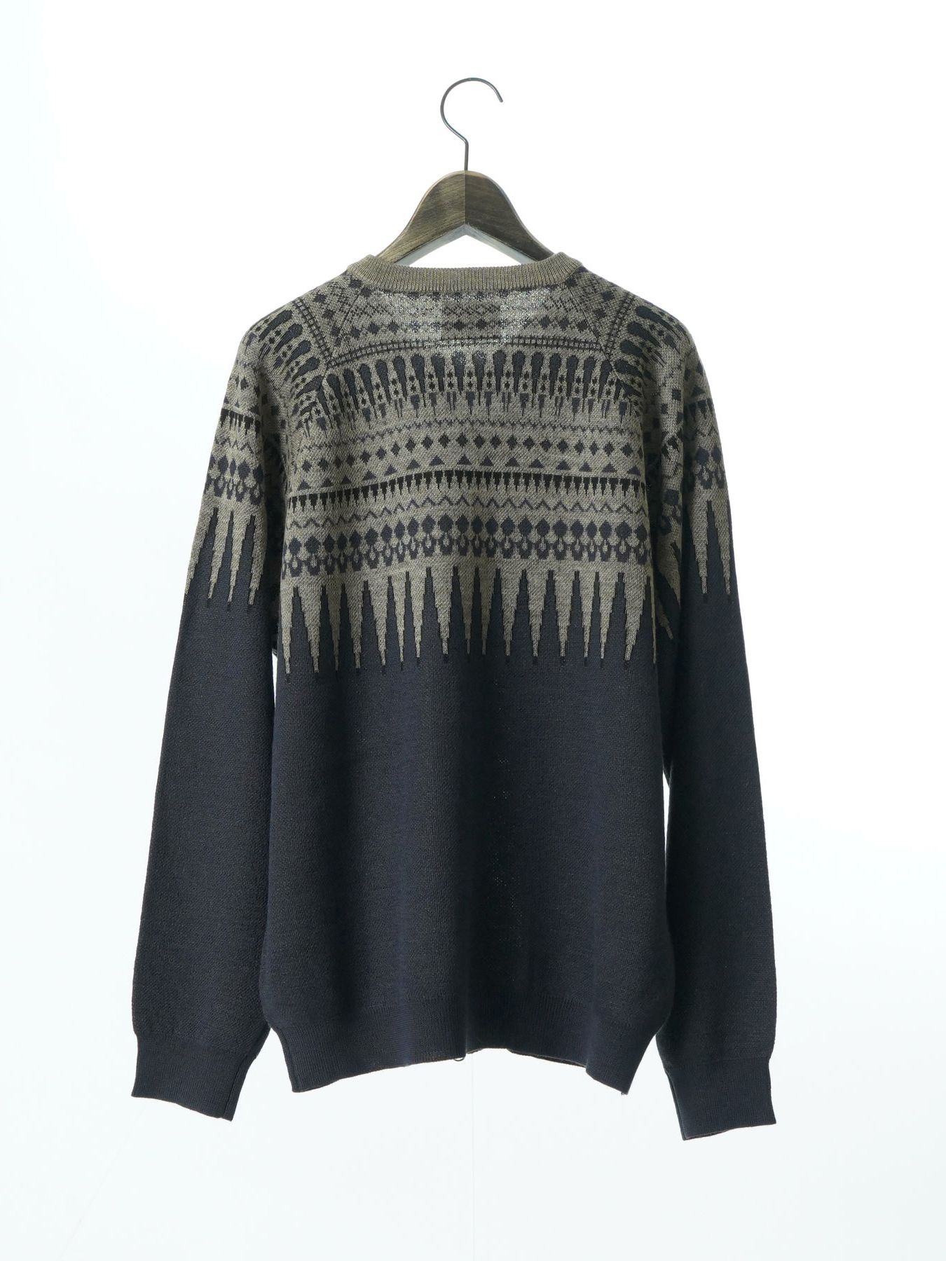 【予約品 】ARROWKNIT / ジャガードニットカーディガン / ネイビー×杢ベージュ系