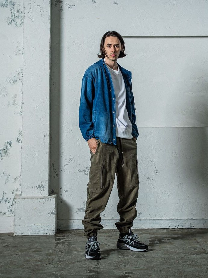 《予約11月17日19時締め》 DENIM JERSEY  coach hoodie / ジャケットパーカー / ダークインディゴ