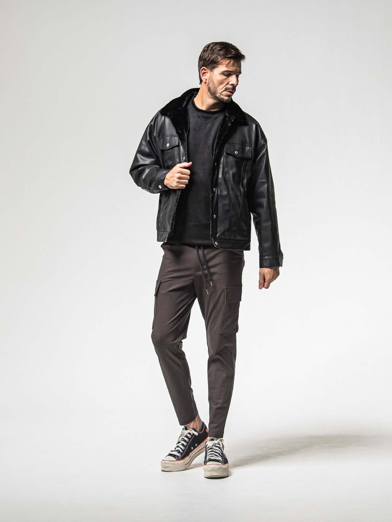 【予約品 8月31日(日) 締切】LEATHER FUR OVER G / レザーファーオーバーGジャケット / ブラック