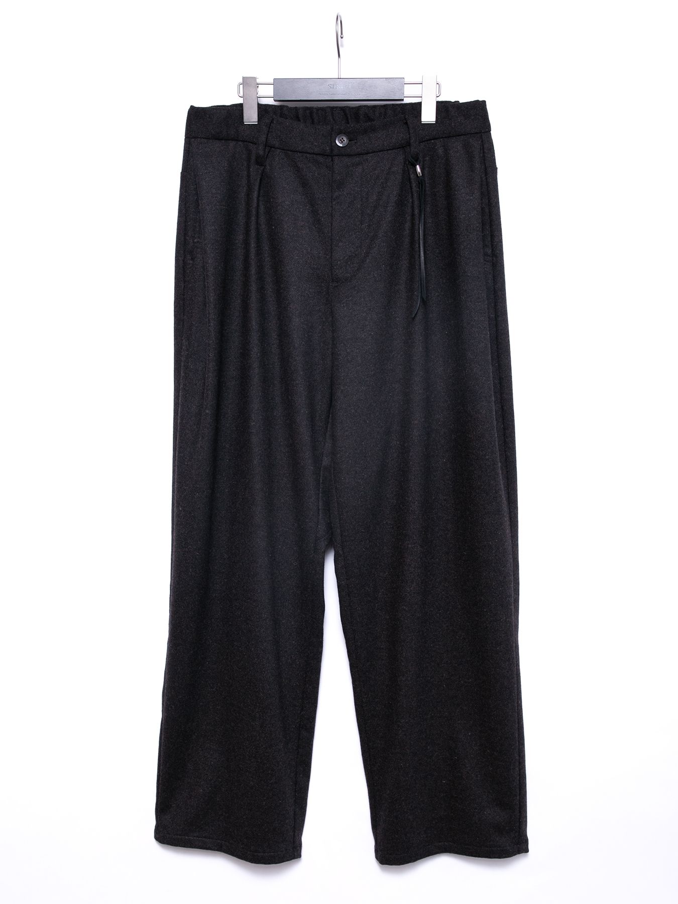 【予約品 4月6日(月) 締切】Stretch recycled wool cashmere blend Twill Barrel Wide Pant / カシミア混 ストレッチ リサイクルウール ツイル バレル ワイド パンツ / ブラウン