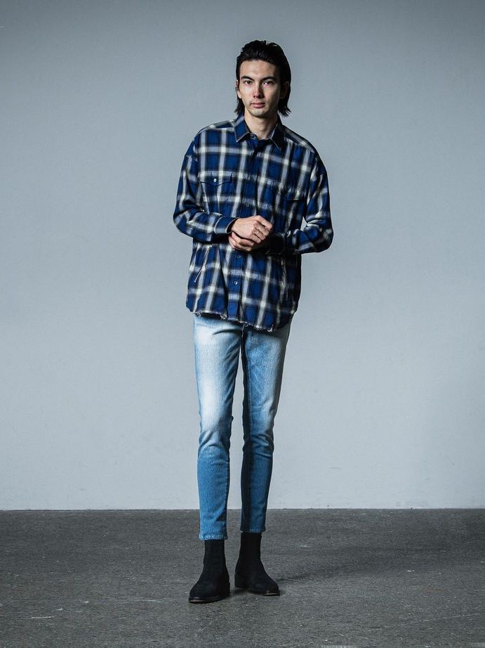 OVER GOWN CHECK SHIRTS  / チェックシャツ / ブルー