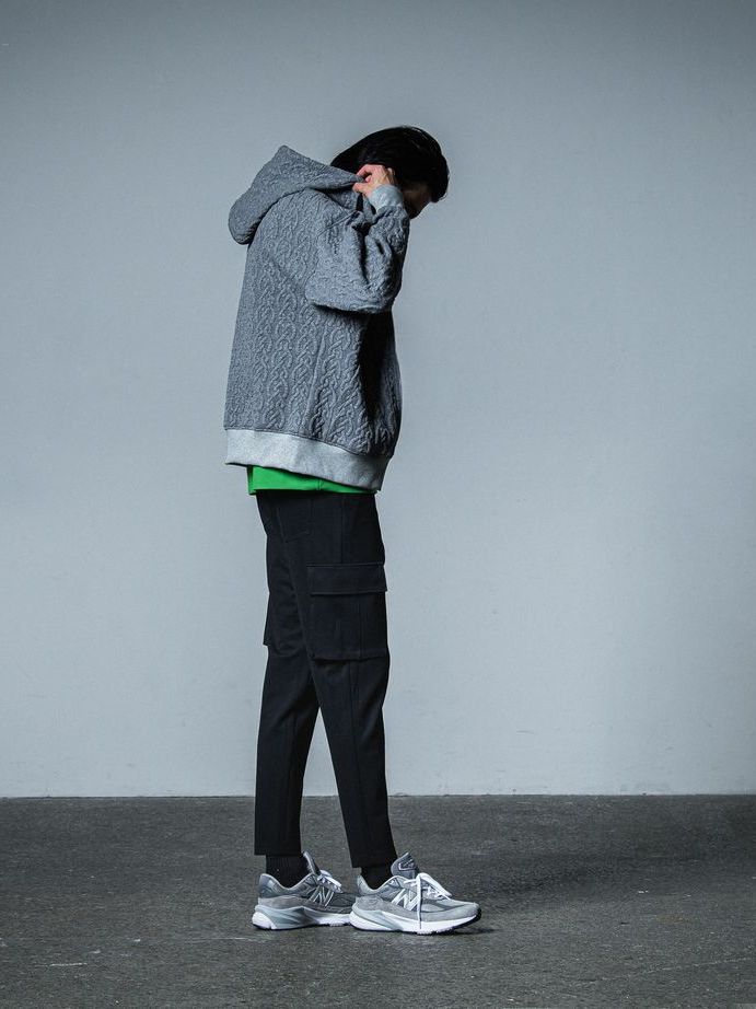 《予約品》 cable drop zip hoodie / パーカー / グレー