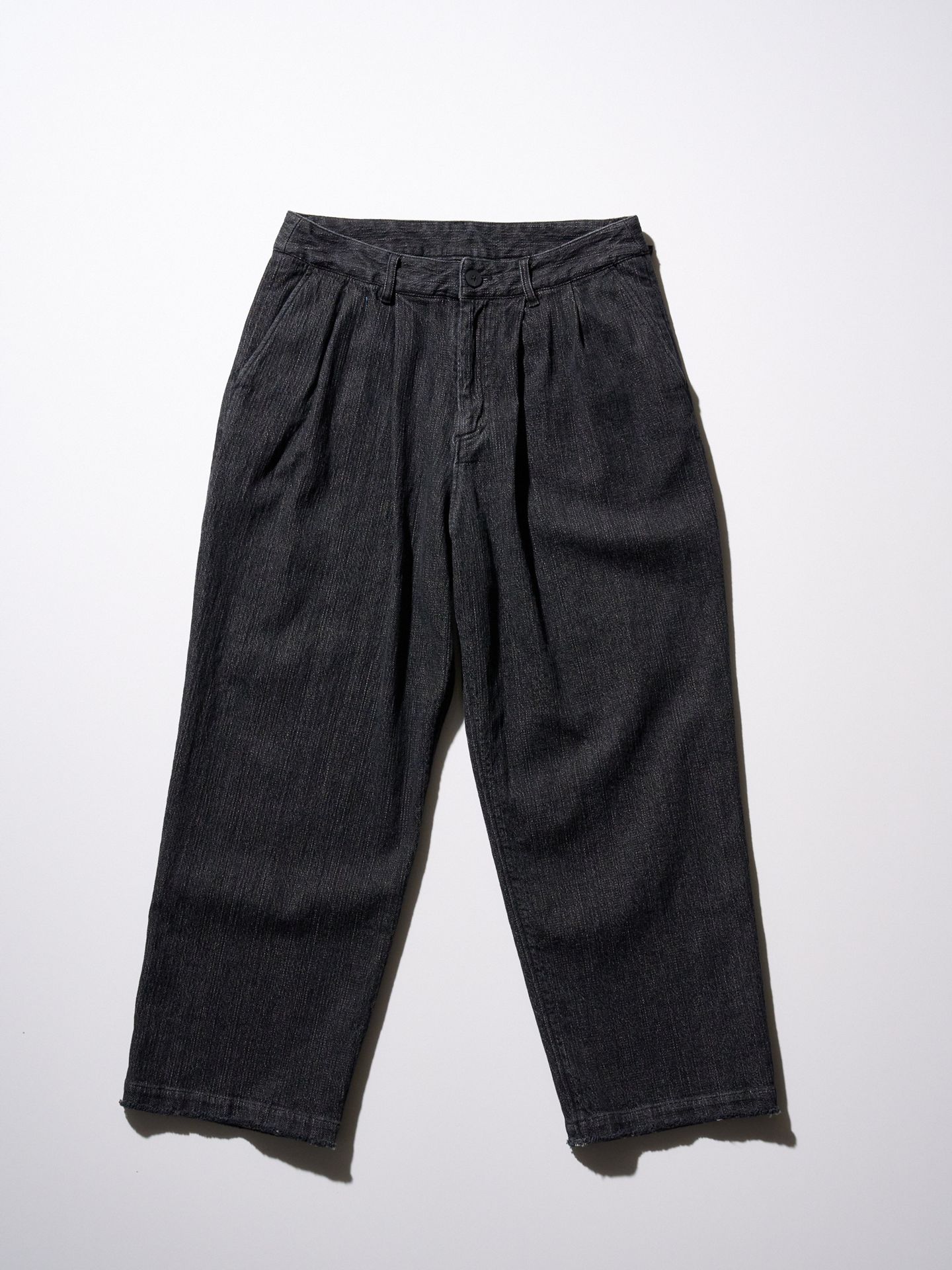 【予約品9月16日 10時締め】 2-tuck wide trousers / ワイドトラウザーズ / usedブラック