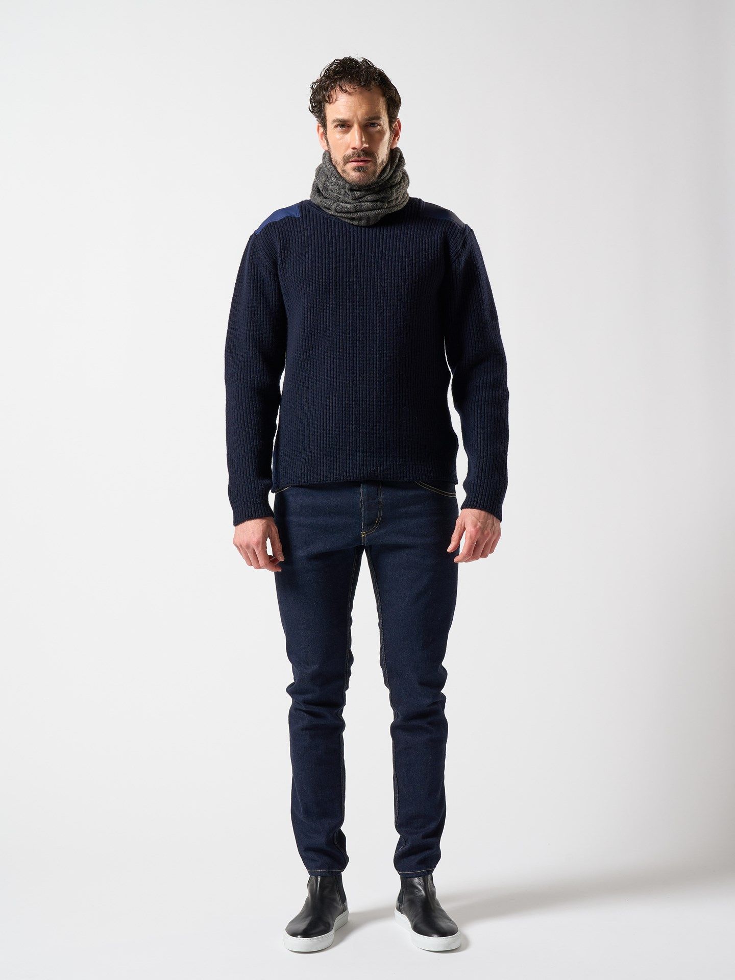 【予約品】 plating cable knit snood / スヌード / グレー