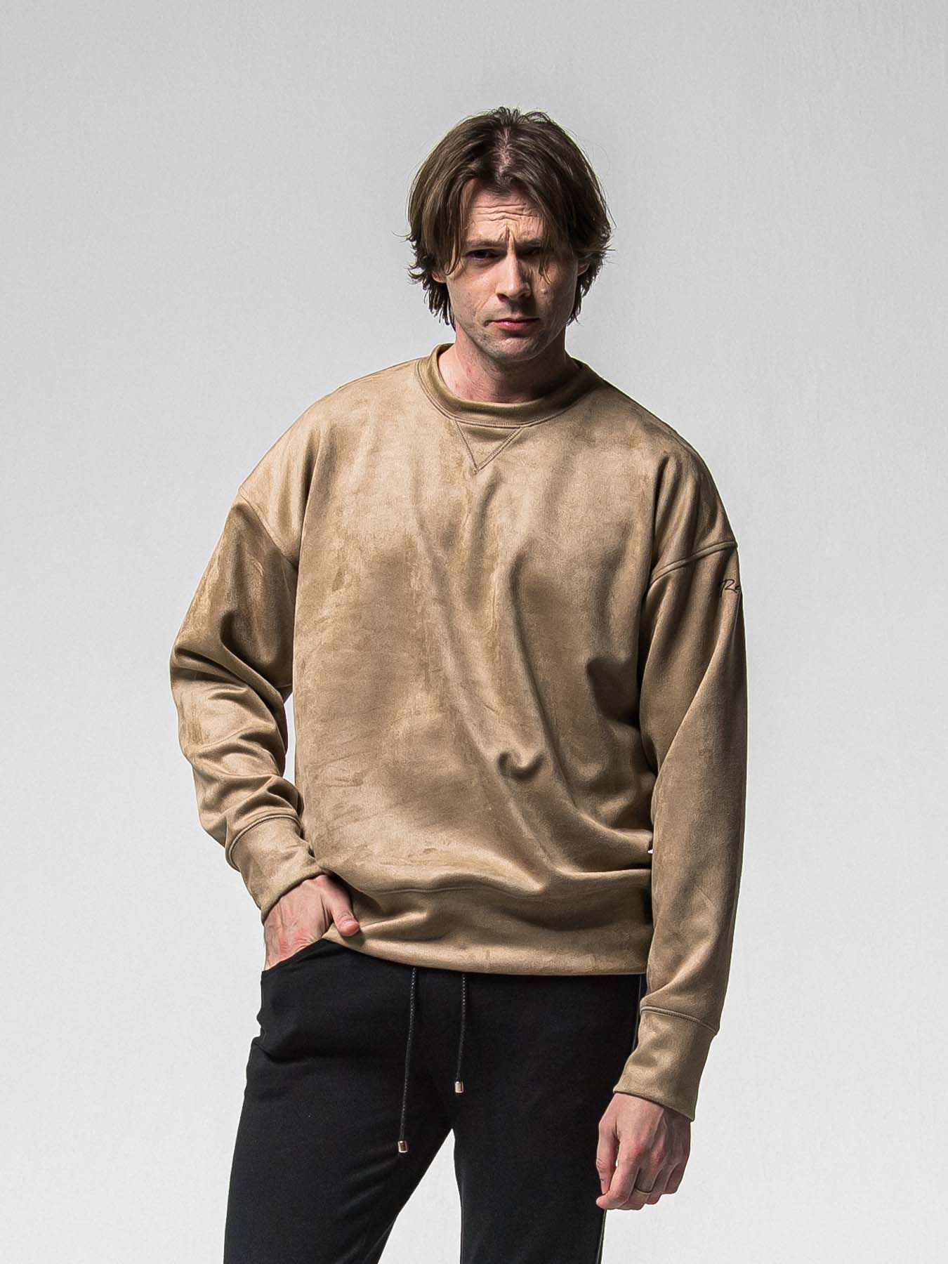 【予約品 8月31日(日) 締切】SUEDE DROP TRAINER / スウェード ドロップショルダートレーナー / ブラウン