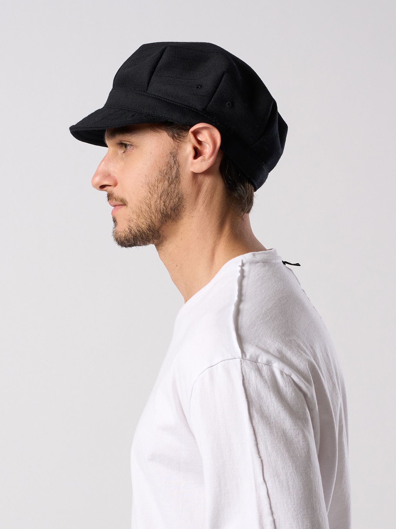 【予約品 4月19日(日) 18時締切】venetian stripe engineer cap / ヴェネツィアン ストライプ エンジニアキャップ / ブラック