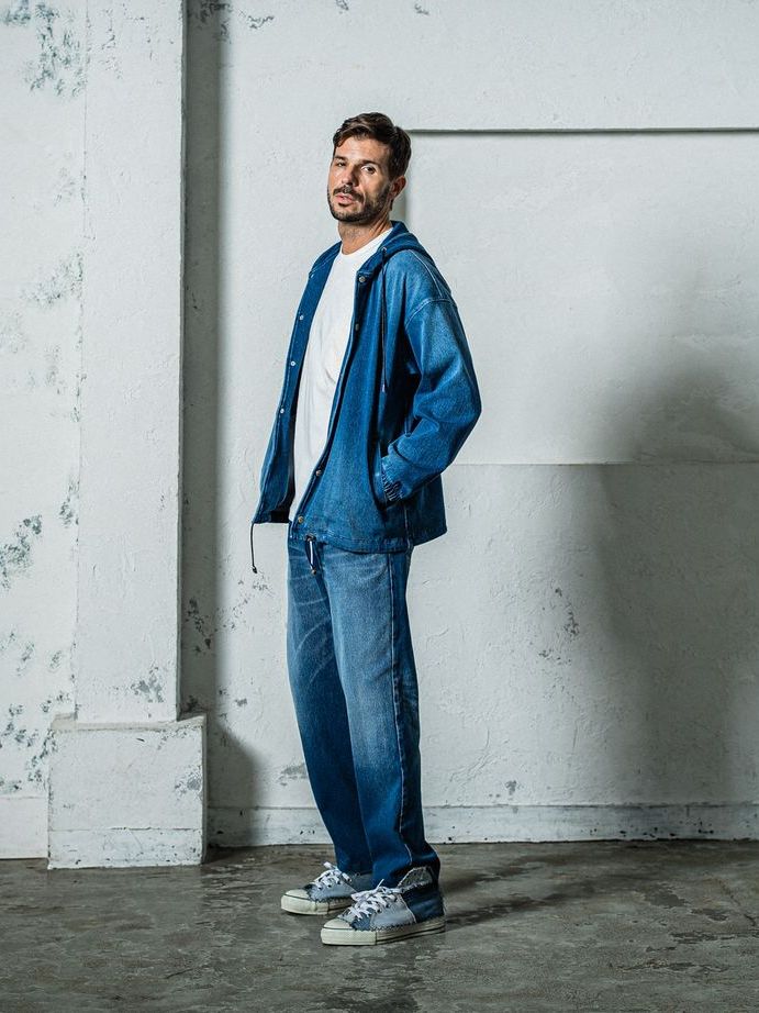 《予約11月17日19時締め》 DENIM JERSEY  coach hoodie / ジャケットパーカー / ダークインディゴ