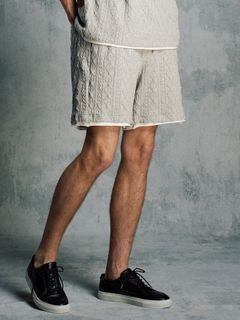 【予約品 1月25日(日) 締切】jacquard summer knit shorts / ジャガード サマーニット ショーツ / 杢グレー