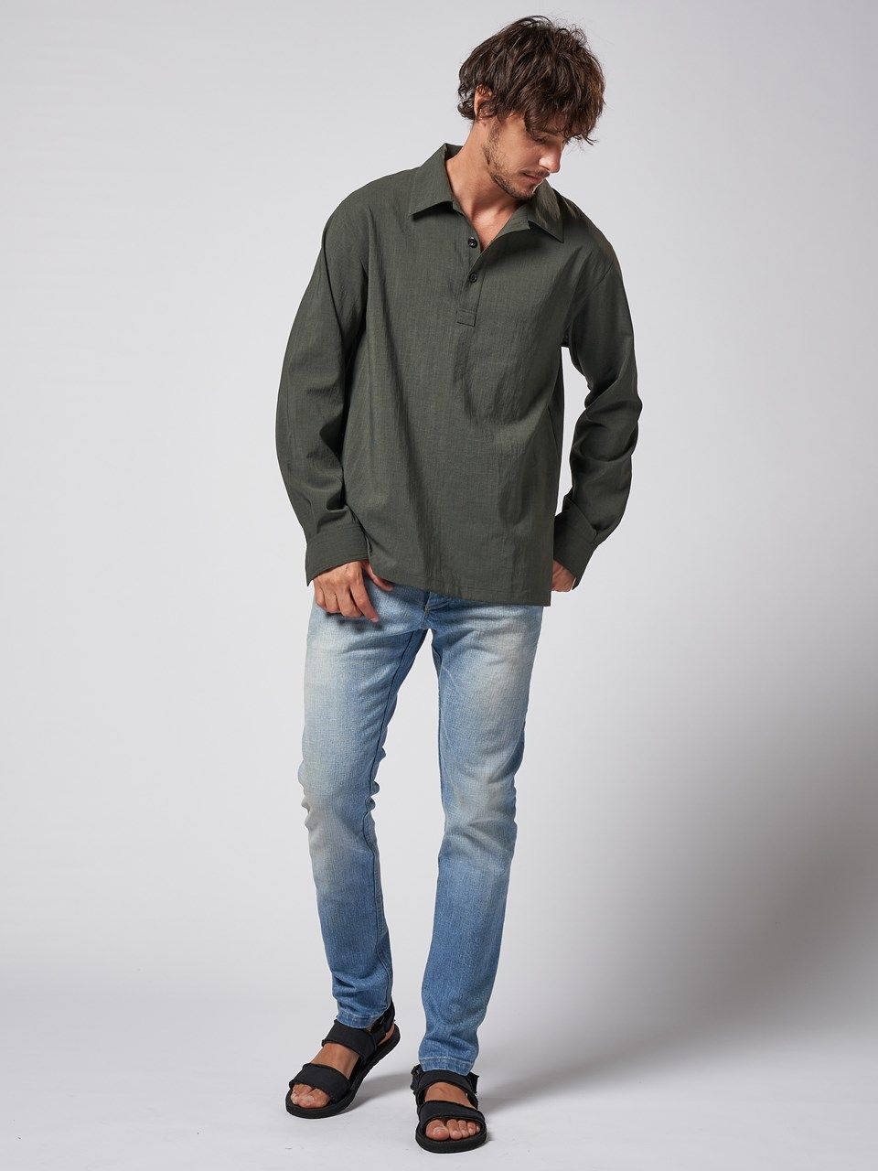 《予約品》 shirt pullover / プルオーバーシャツ / カーキ