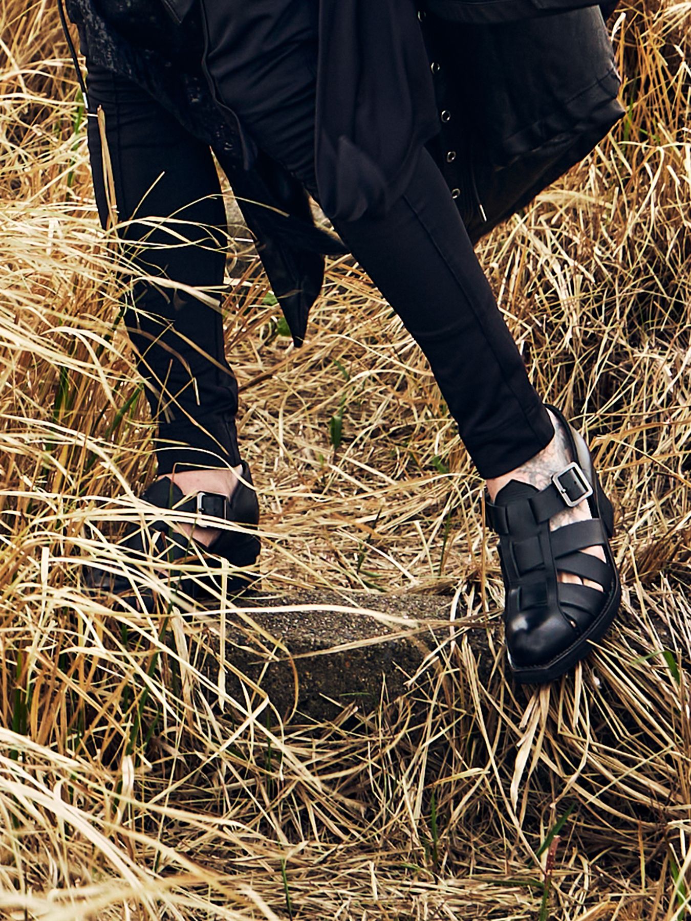 【予約品 4月26日(日) 締切】Eco Horse Hide Gladiator Ankle Boots / エコホースレザー グラディエーター アンクルブーツ / ブラック