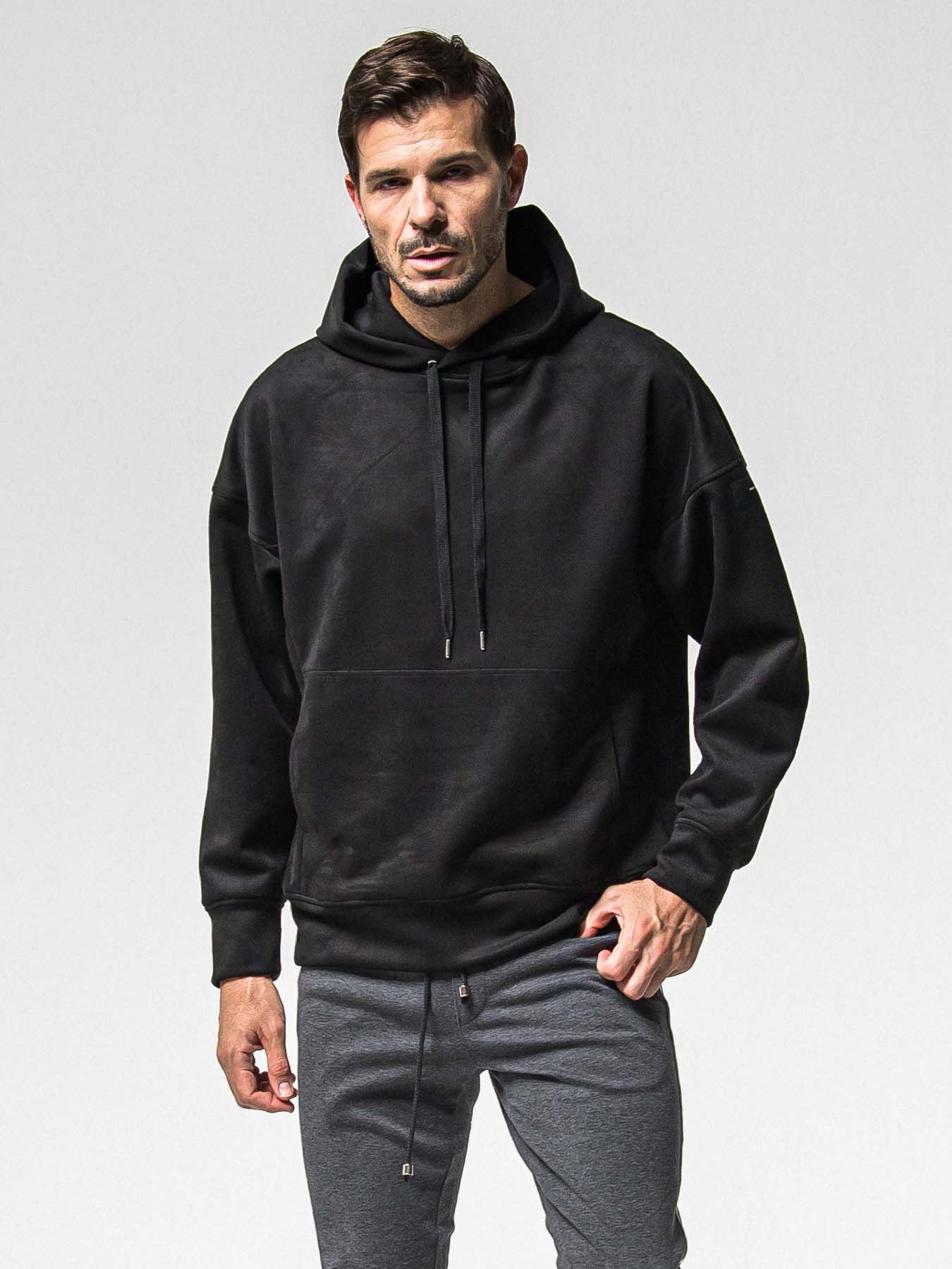 【予約品 8月31日(日) 締切】SUEDE LOOSE HOODIE / スウェード ルーズフーディ / ブラック