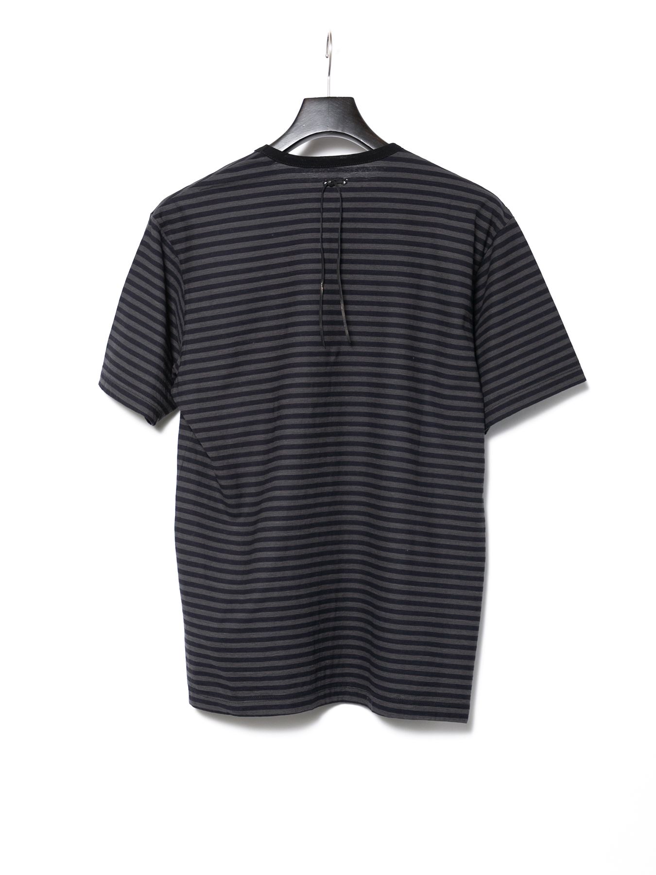【予約品 10月12日(日) 締切】High Twisted Yarn Cotton Single Jersey Stripes Crew Neck T-shirt / ボーダー強撚天竺 クルーネック Tシャツ / ブラック×グレー