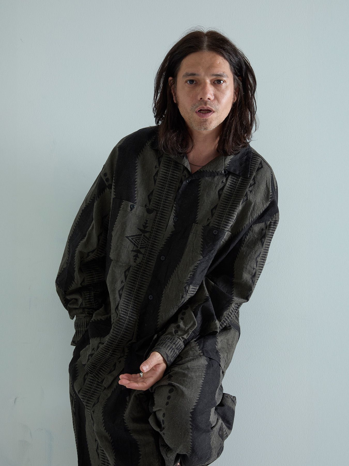 【予約品 6月2日(月) AM10時 締切】FOLKESTRIPE L/S / オーバーシャツ / チャコール×ブラック