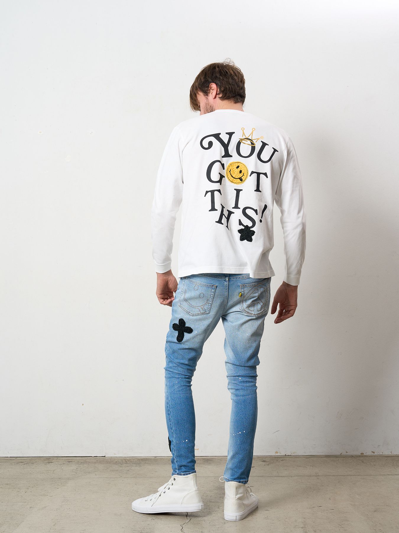 【予約品 】 5.6ozコットン天竺 YOU GOT THIS シークインLS Tシャツ / ホワイト